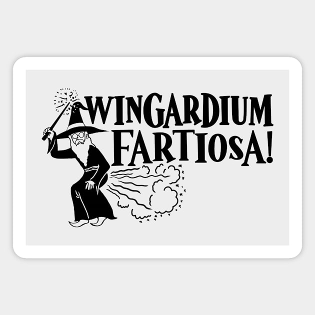 Funny Sorcerer Farting Wingardium Fartiosa Magnet by Julio Regis